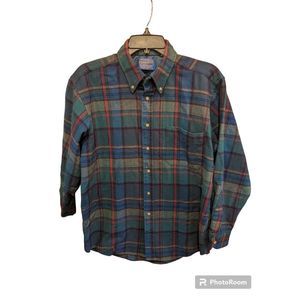 Vintage Pendleton Plaid Virgin Wool  Size‎ Medium Made In USA MOTH HOLES
